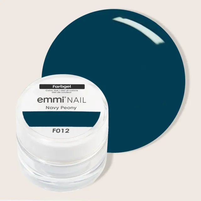 Emmi-Nail Navy Peony F012 farvegel 5 ml petrolblå