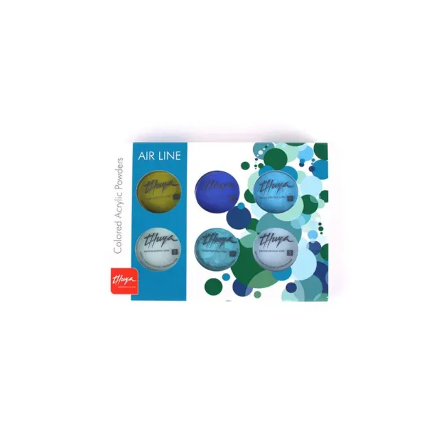 Evolution Gel Air Line Kit akrylpulver 6x5g blå grøn