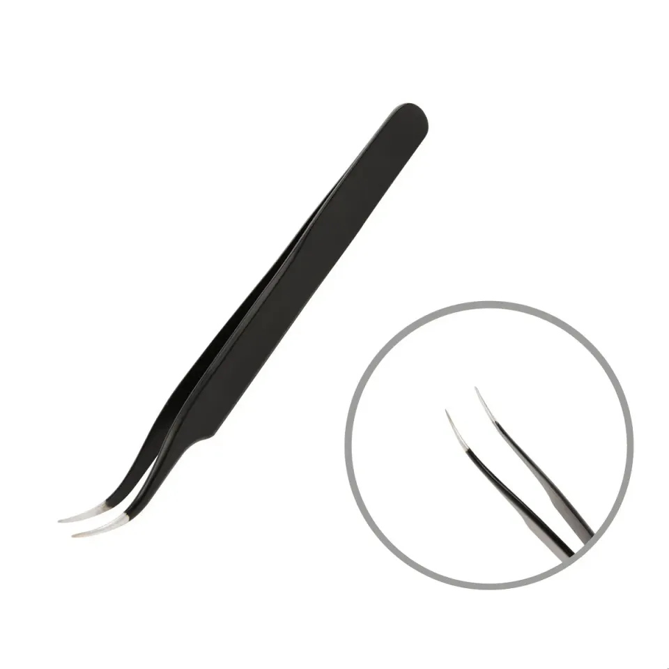 Emmi-Nail pincet lang neglepincet sort buet fin spids