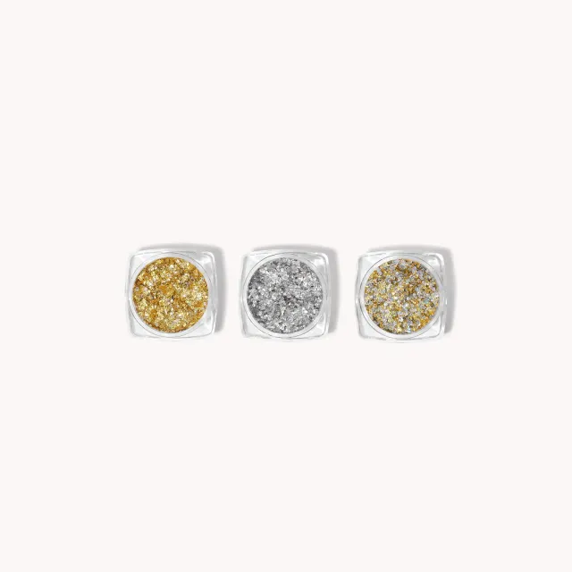 The Gel Collection Hexagon Glitter negleglitter 3 stk guld sølv